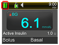 Pump battery status display