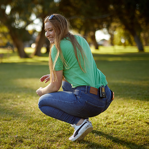 Woman with insulin pump