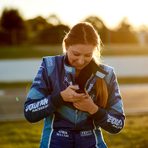 Woman looking at insulin pump